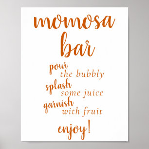 Simple Momosa Bar   Fall Orange Any Event Sign Poster