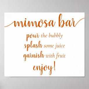 Simple Momosa Bar   Fall Orange Any Event Sign Poster