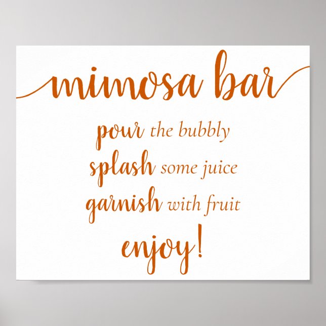 Simple Momosa Bar | Fall Orange Any Event Sign Poster (Vorne)