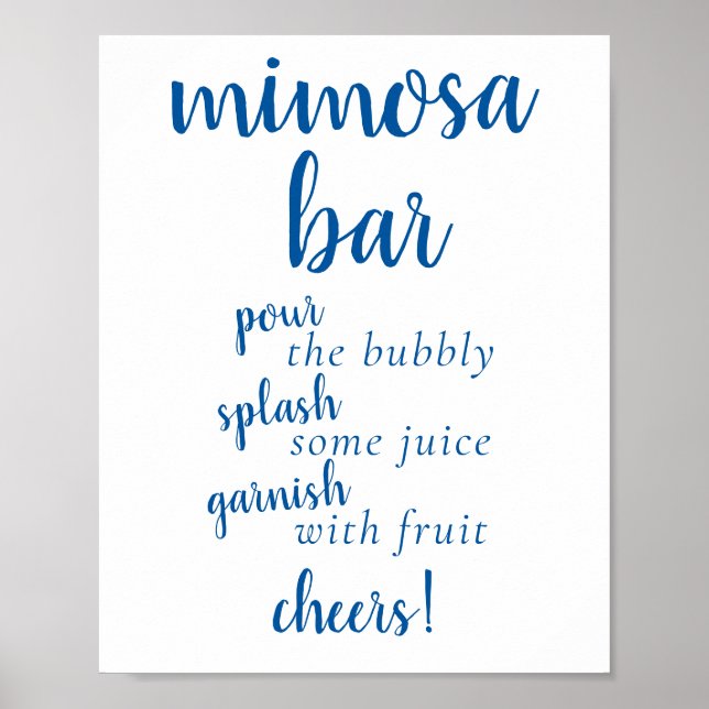 Simple Momosa Bar | French Blue Any Event Sign Poster (Vorne)