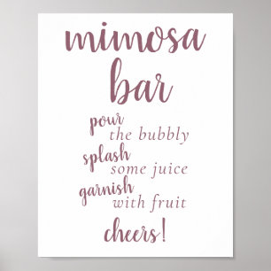 Simple Momosa Bar Mauve Pink Jedes Ereignis Zeic Poster