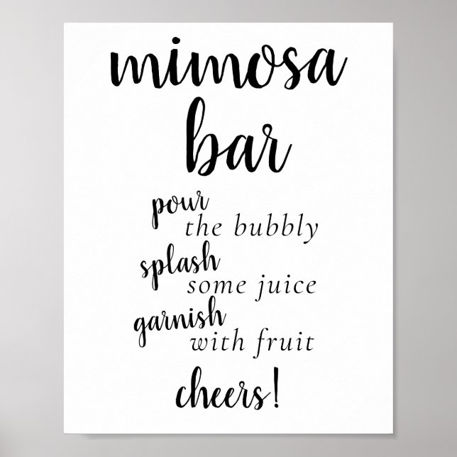 Simple Momosa Bar | Schwarzes Skript Jedes Ereigni Poster (Vorne)