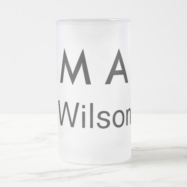 Simple monogram add your name letter man minimal   mattglas bierglas (Mittel)