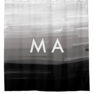 Simple monogram add your name letter man minimal t duschvorhang
