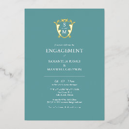 Simple Monogram Engagement Party Invitations Folieneinladung