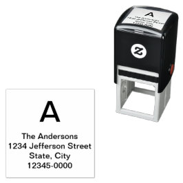 Simple Monogram Family Name Return Address Permastempel