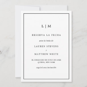 Simple Monogram Formal Spanish Wedding Save The Date