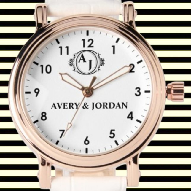 Simple Monogram Romantic Couple initials Armbanduhr (Von Creator hochgeladen)