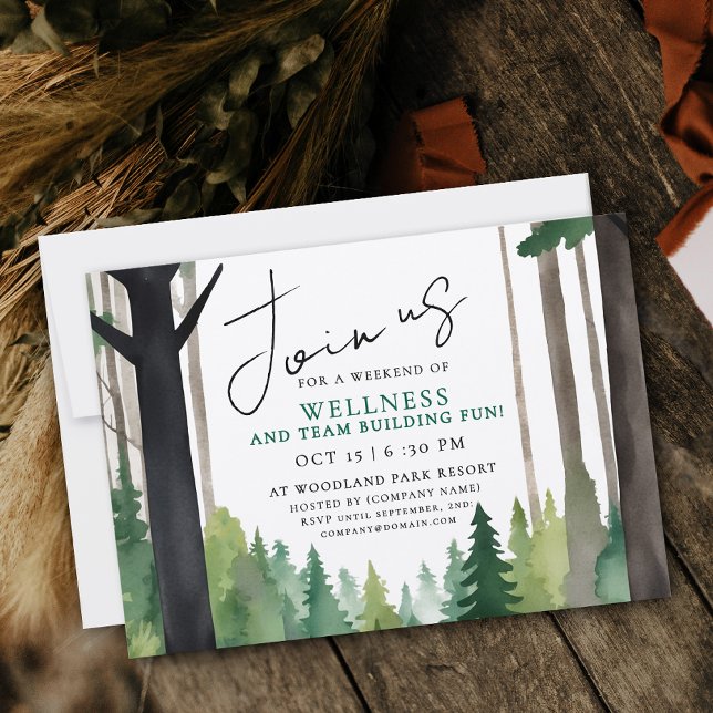 Simple Mountain Forest Team Building Relax Paint Einladung (Von Creator hochgeladen)