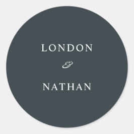 Simple Mute Blue Greenery Runder Aufkleber