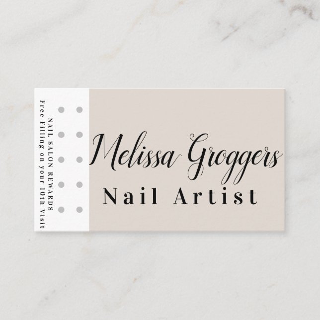 Simple Nail Artist Rewards Loyalty Business Card Visitenkarte (Vorderseite)