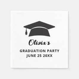 Simple Name Grad Cap Graduation Party Serviette