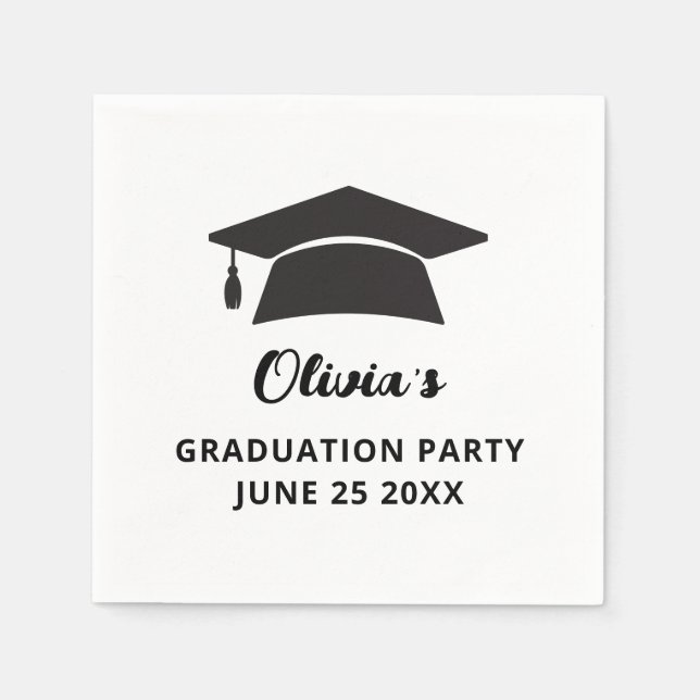 Simple Name Grad Cap Graduation Party  Serviette (Vorderseite)