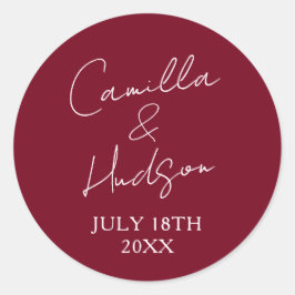 Simple Names Wedding Date Favor Envelope Runder Aufkleber