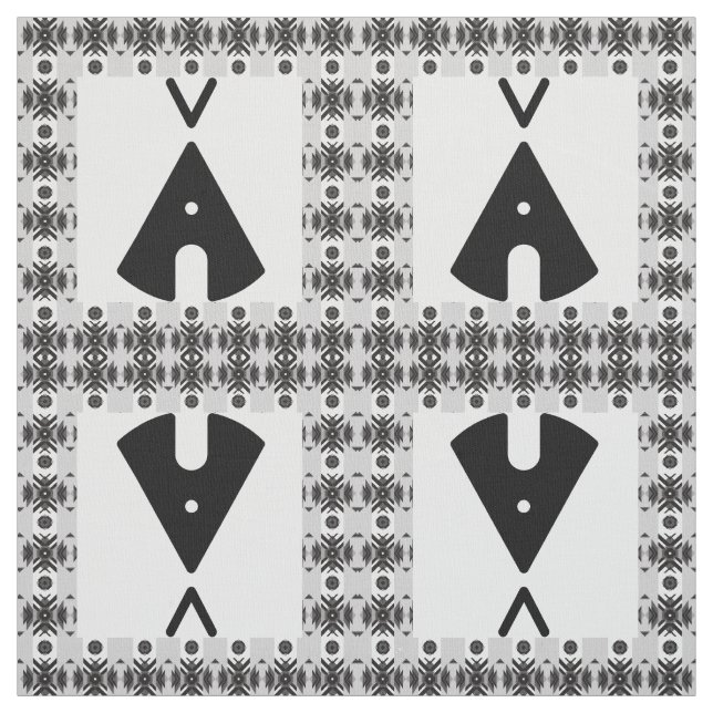 Simple Native American Tipi Black Stoff (Muster)