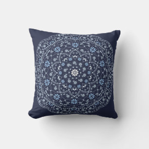 Simple Navy Blue Floral Minimalistisch Mandala Kissen