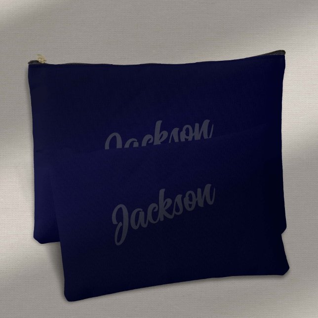 Simple Navy Blue Personalisiert Mans Zubehörtasche (Simple Navy BLue Personalized Name Accessory Pouch.)