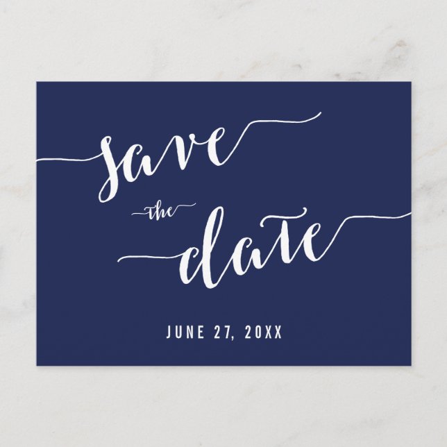 Simple Navy Blue Save the Date Postkarten (Vorderseite)