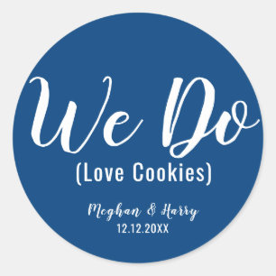 Simple Navy Blue We Do Love Cookies Hochzeit Gefal Runder Aufkleber