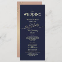 Simple Navy Blue Wedding Program