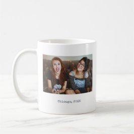 Simple Navy Minimalist Photo Text Keepsake Kaffeetasse