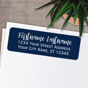 Simple Navy White Elegant Script - Rücksendeadress