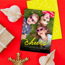 Simple Neon Yellow Cheers Calligraphy Script-Foto