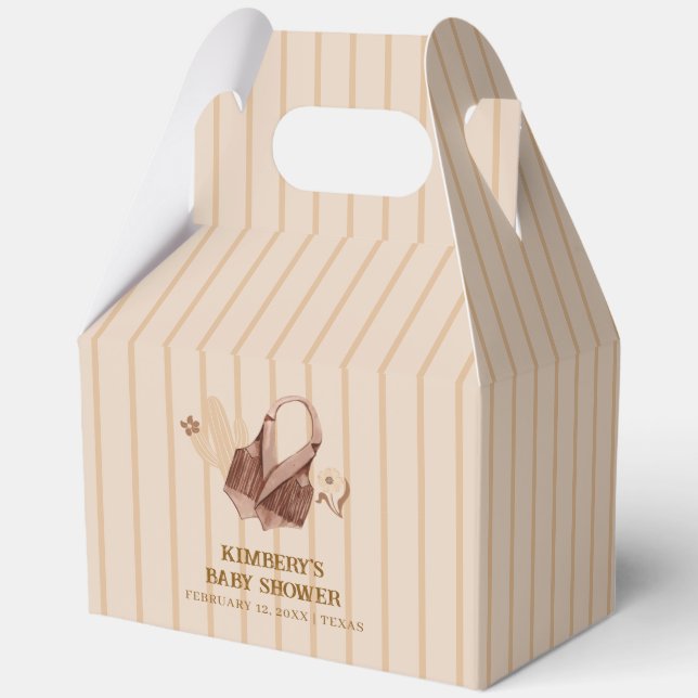 Simple Neutral Rustic Boho Cowgirl Baby Shower  Geschenkschachtel (Rückseite)