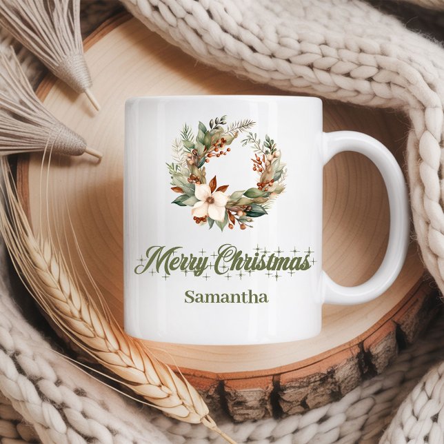 Simple neutral Scandinavian look custom name Xmas Kaffeetasse (Simple neutral Scandinavian look custom name Christmas mug

)