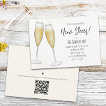Simple New Years Party Champagne QR Code Events Einladung<br><div class="desc">This design features a simple new years eve day, party champagne wine celebration festive, QR code Facebook events page, with URL social media website online, a trendy stylish gold bubbly toast, a watercolor champagne flute glasses glass, an elegant calligraphy script text font, a whimsical typography style design, a modern Christmas...</div>