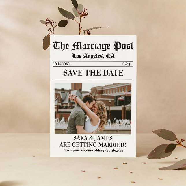 Simple Newspaper Custom Foto Save the Date Einladung (Von Creator hochgeladen)