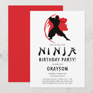 Simple Ninja Birthday Party Einladung