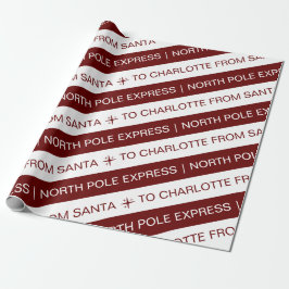 Simple North Pole Express Red White Name Weihnacht Geschenkpapier