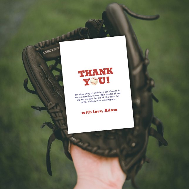Simple Oh Boy Little Slugger Baseball Baby Shower  Dankeskarte (Simple Oh Boy Little Slugger Baseball Baby Shower Thank You Card)