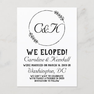 Simple olive branch elopement postcard feiertagspostkarte