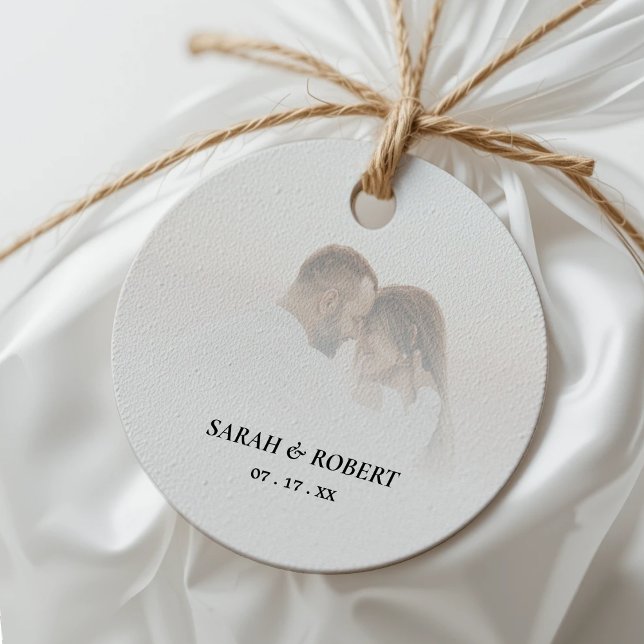 Simple Ombre White Photo Wedding Geschenkanhänger (Simple Ombre White Photo Wedding Favor Tags
)