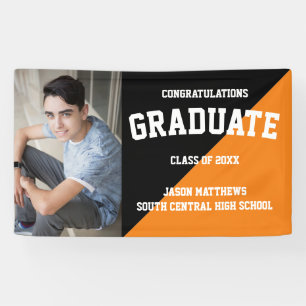 Simple One Foto Black Orange 2022 Abschluss Banner