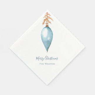 Simple Original Blue Watercolor Custom Christmas Serviette