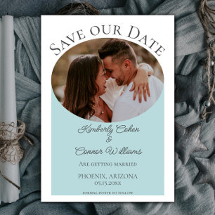 Simple Oval Photo Save the Date   Teal