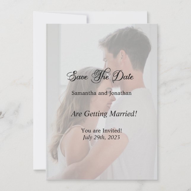 Simple Overlay Couple Foto Save the Date Einladung (Vorderseite)