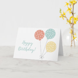 Simple Pastel Birthday Balloons Polka Dots Karte
