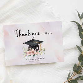 Simple Pastel Graduate Cap Flowers Graduation Dankeskarte