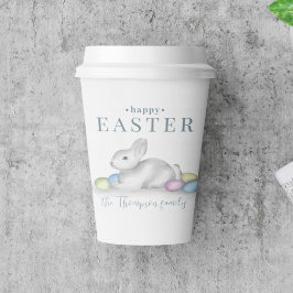 Simple Pastel Happy Oaster Bunny Typografy Pappbecher