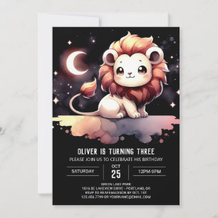 Simple Pastel Lion Birthday Einladung
