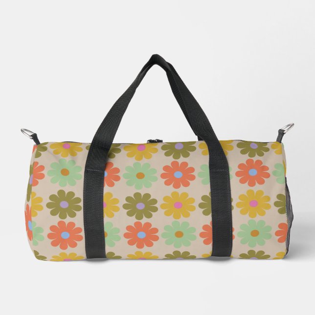 Simple Pastel Vintage Flower Pattern Duffle Bag (Vorderseite)