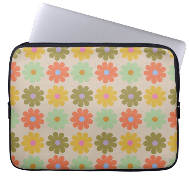 Simple Pastel Vintage Flower Pattern Laptopschutzhülle (Vorderseite)