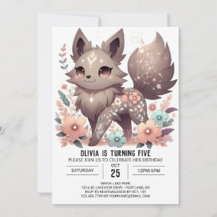 Simple Pastel Wolf Digital Geburtstag Einladung