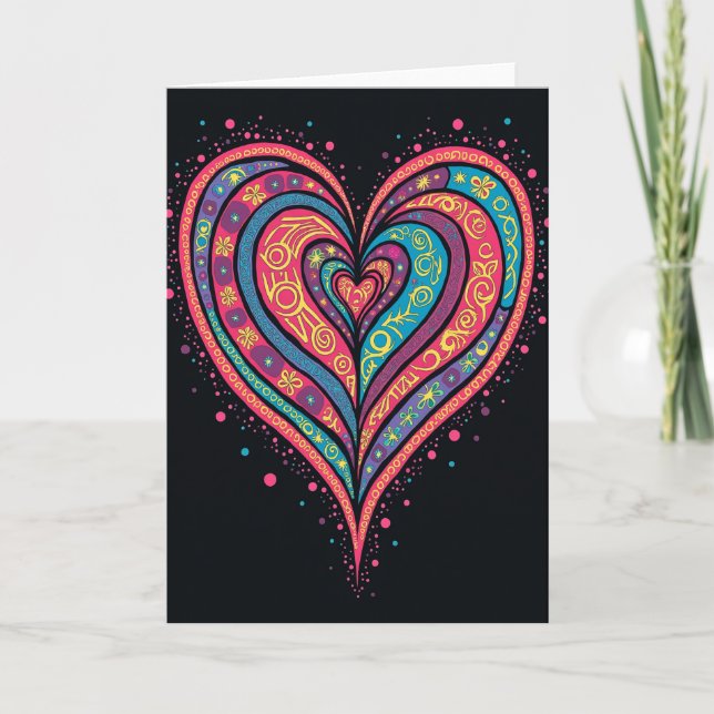 Simple Pattern Heart Card Karte (Vorderseite)