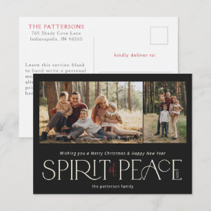 Simple Peace Foto Black Red Feiertagspostkarte