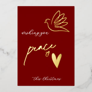 Simple Peace & Liebe Dove Foto Weihnachtskarte Folien Feiertagskarte